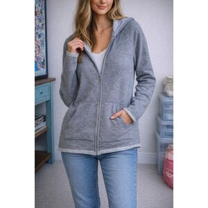 Benedetta B. Gray Merino Wool Blend Full Zip Hoodie Sweater Womens Small